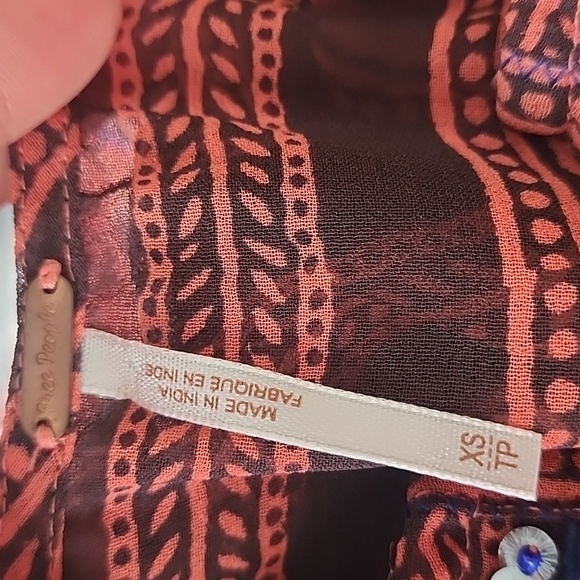 Free People Bohemian Lagenlook Oversized Sheer Tunic Top Embellished Blouse - Picture 10 of 11